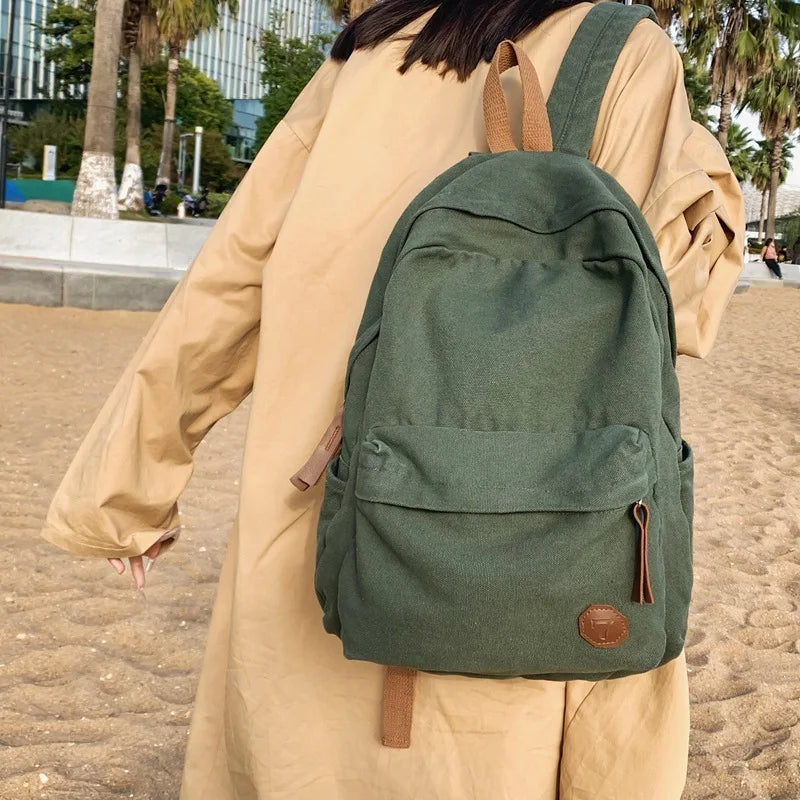 Women Canvas Backpack for Teen Girls School Travel Mochila