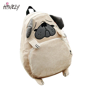 Women Backpack Schoolbag Canvas Fox Ear Embroidery Corduroy Backpack