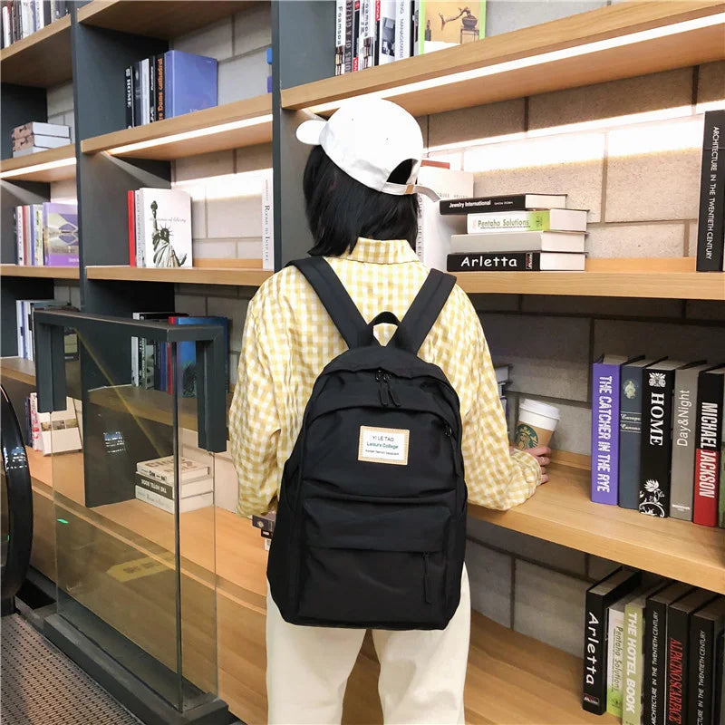 Women Backpack for Teenage Girls Solid Nylon Shoulder Bags