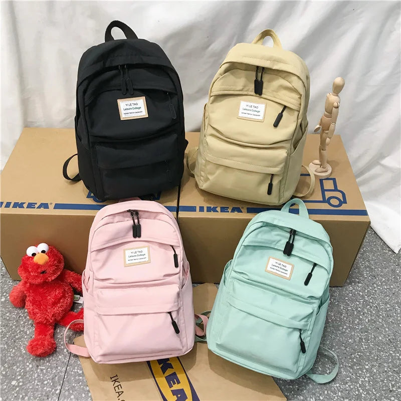 Women Backpack for Teenage Girls Solid Nylon Shoulder Bags