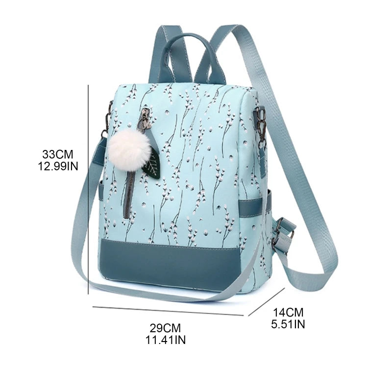 Flower Print Girls School Backpack Travel Daypack