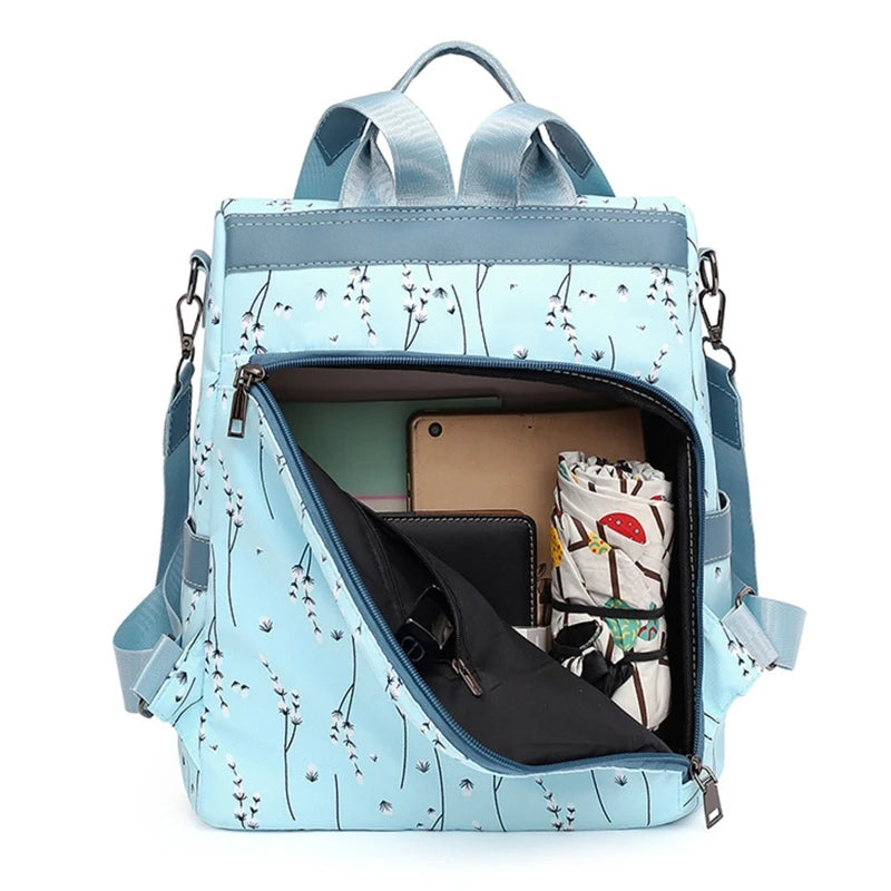 Flower Print Girls School Backpack Travel Daypack