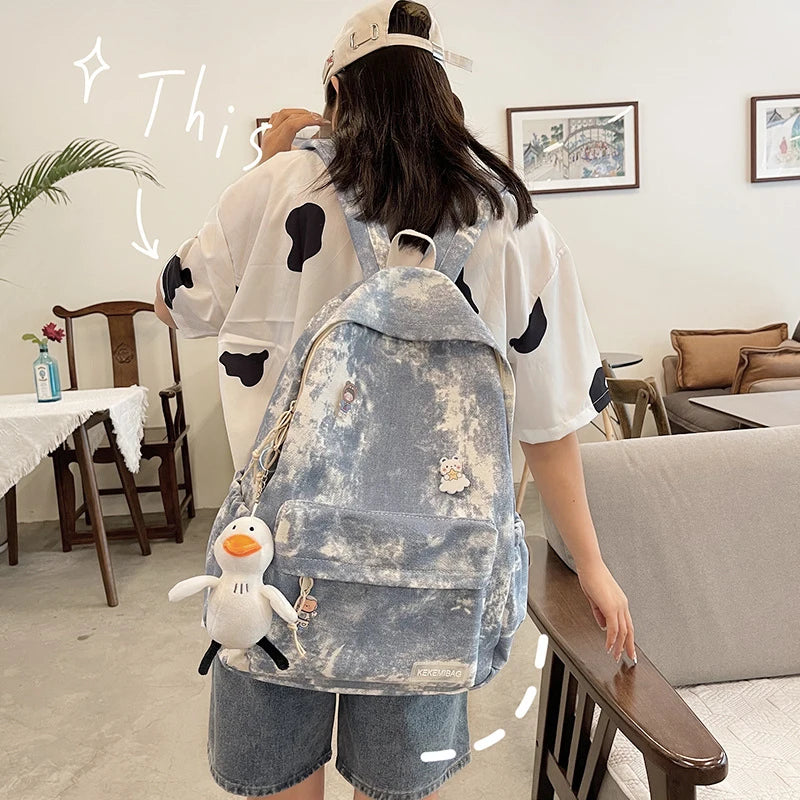 Tie Dye Print Backpack Large Rucksack Handbags School Bags