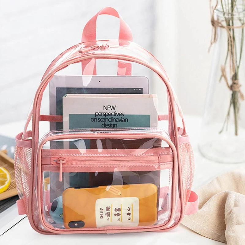 Transparent Waterproof PVC Bag Female College Students Backpack