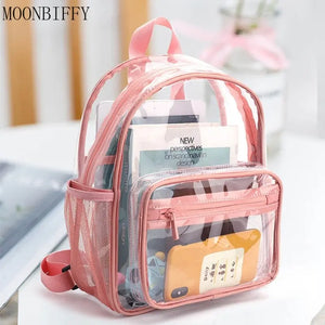 Transparent Waterproof PVC Bag Female College Students Backpack