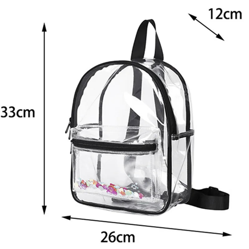 Transparent PVC Women Backpack Waterproof College Students Bag