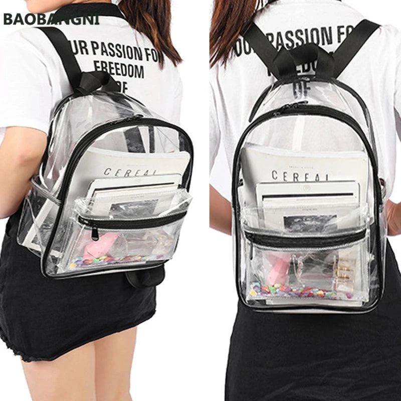 Transparent Waterproof PVC Backpack for Female College Students
