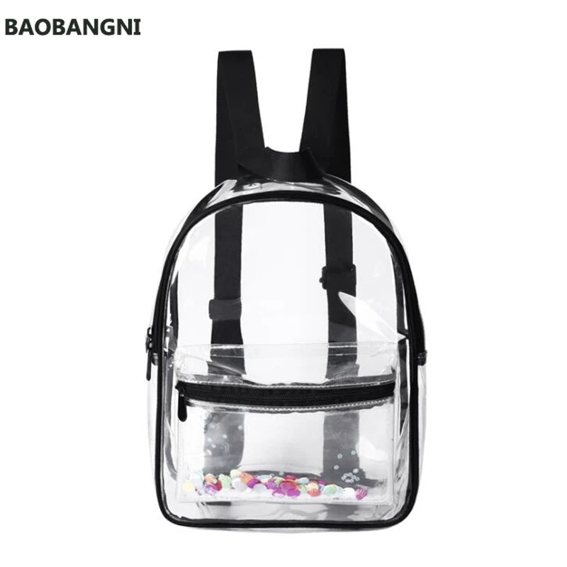 Transparent Waterproof PVC Backpack for Female College Students