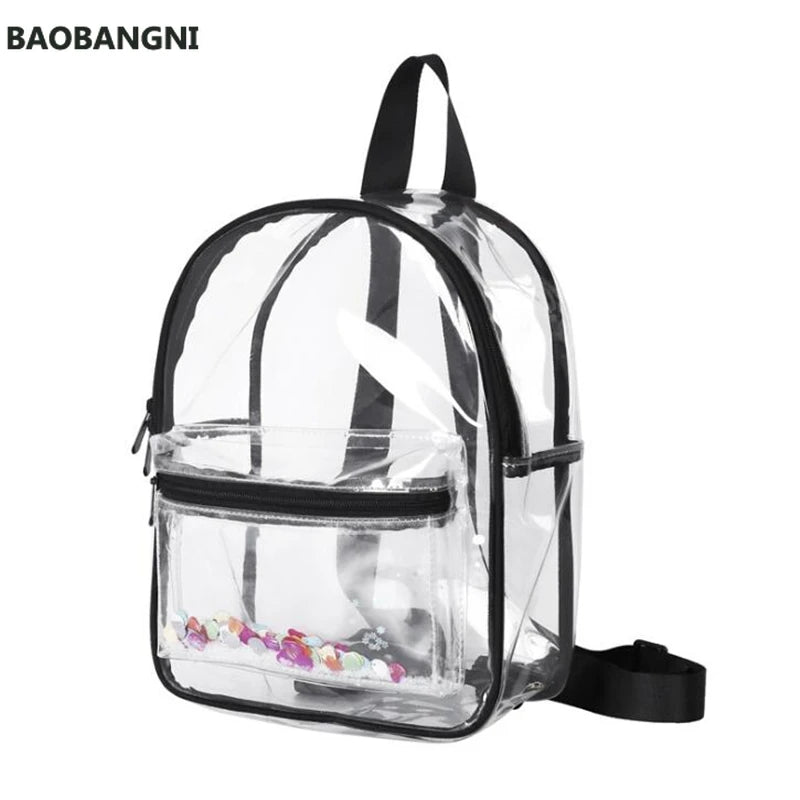 Transparent Waterproof PVC Backpack for Female College Students