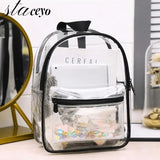 Women PVC Waterproof Backpack Sequin Bag College Students Transparent
