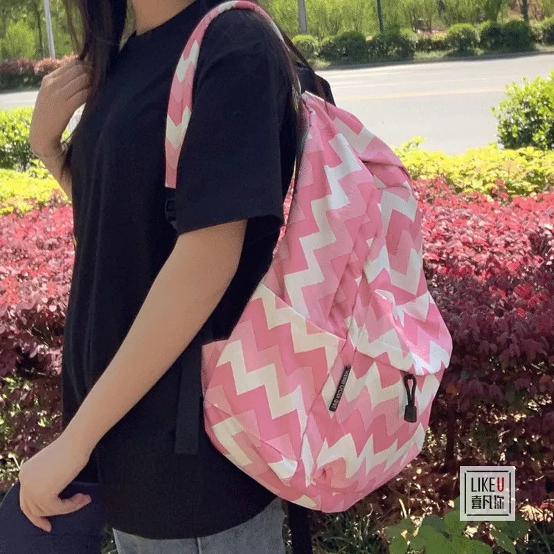 Waterproof Nylon Fruit Printing Backpack Lightweight Men Women Travel