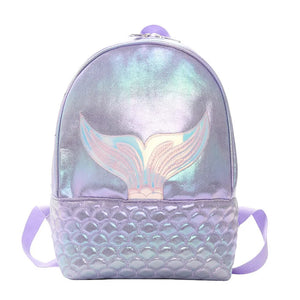 Mermaid Pattern Holographic Backpack Travel PU Leather School Bag