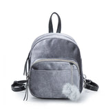 Velvet Mini Backpack with Pompom Zipper