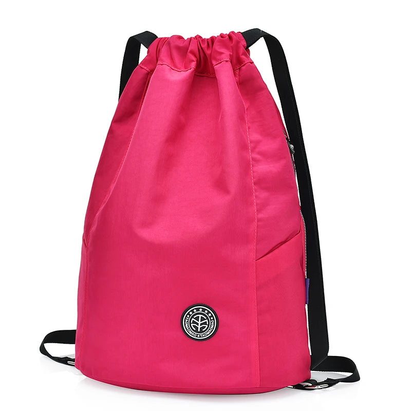 Teenage Girls Drawstring Backpack Solid School Rucksack