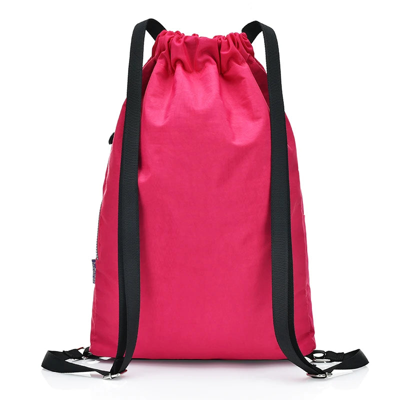 Teenage Girls Drawstring Backpack Solid School Rucksack