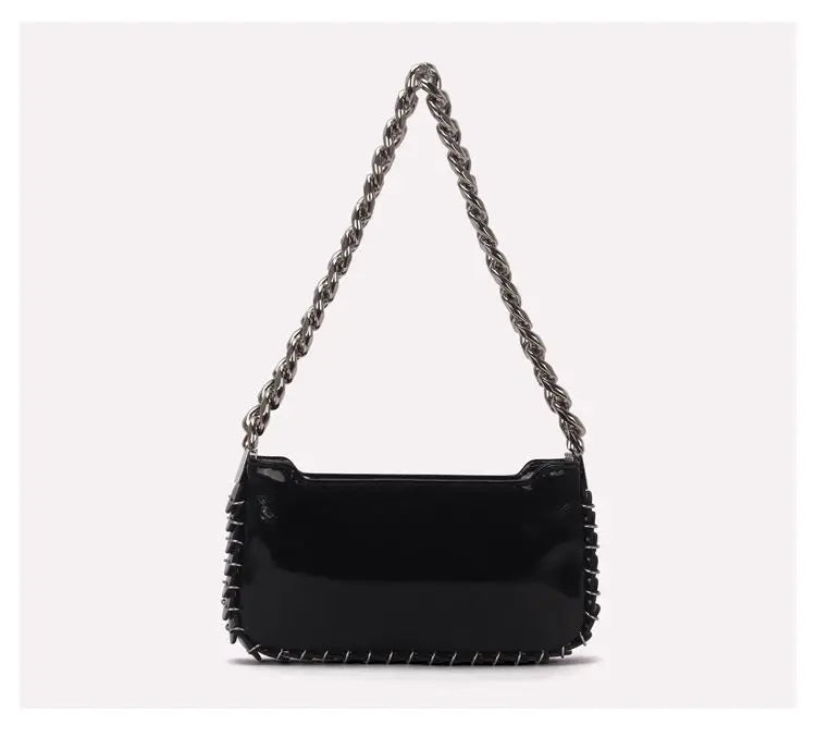 Y2K Coarse Chain Shoulder Bag Handbag Purse Zipper Girls Bag