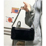 Y2K Coarse Chain Shoulder Bag Handbag Purse Zipper Girls Bag