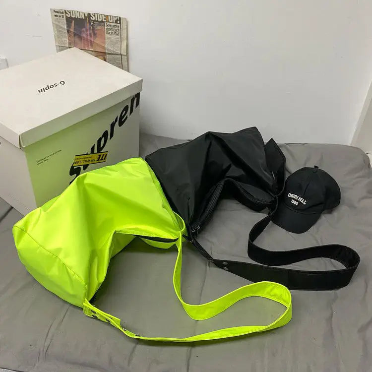Nylon Bucket Shoulder Bag Crossbody Travel Bag