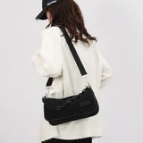 Women Nylon Bucket Shoulder Bag Soft Chains Crossbody Handbag