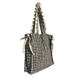 Casual Cotton Plaid Zipper Shoulder Bag Handbags Shopping Bag Mori Girl