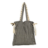 Casual Cotton Plaid Zipper Shoulder Bag Handbags Shopping Bag Mori Girl