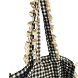 Casual Cotton Plaid Zipper Shoulder Bag Handbags Shopping Bag Mori Girl