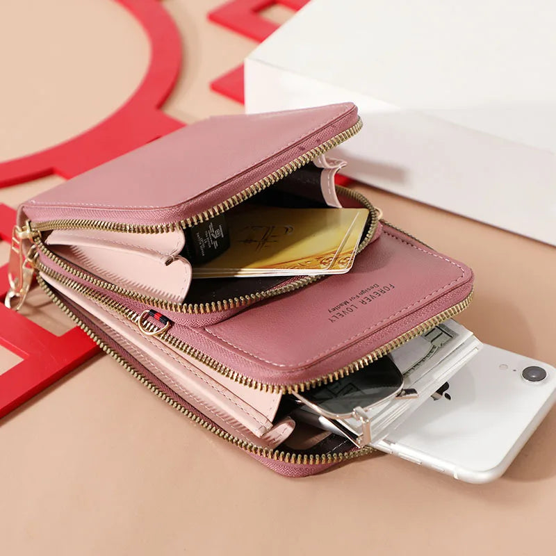Women Bag Touch Screen Shoulder Cell Phone Bag Mini Crossbody Bags Leather