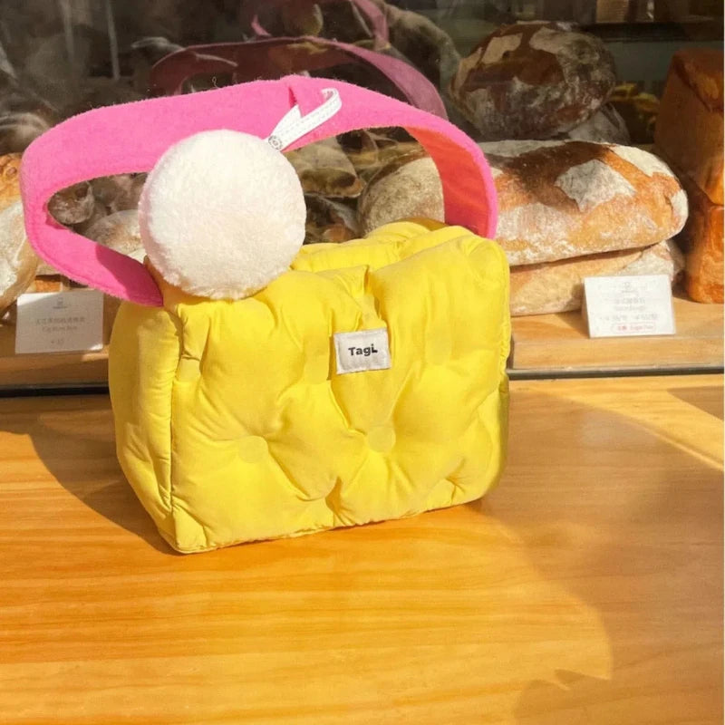 Women Bag Sweet Bucket Cotton Nylon Striped Casual Zipper Soft Shoulder Bag