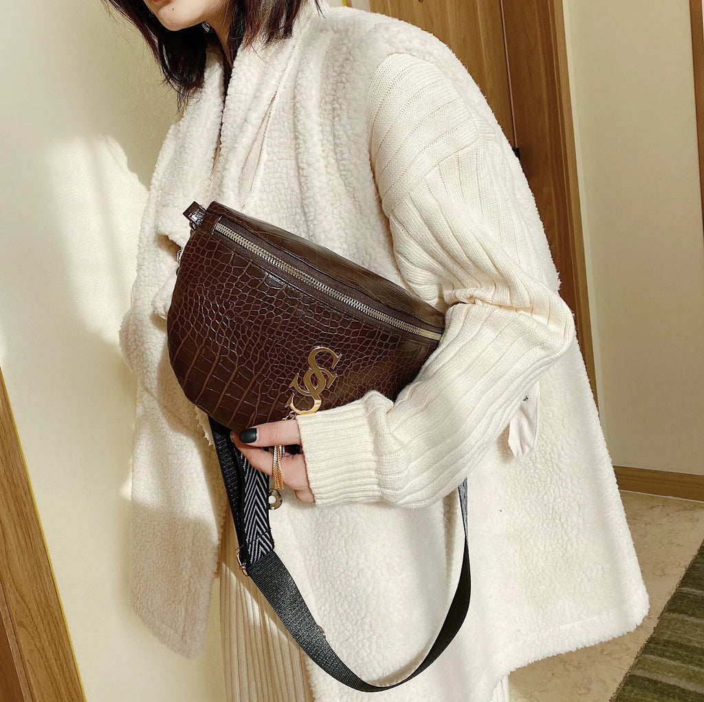 Casual Leather Waist Bag Chest Crossbody Purse for Women