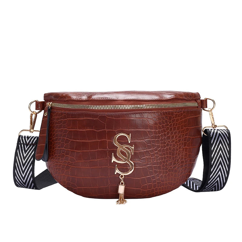Casual Leather Waist Bag Chest Crossbody Purse for Women
