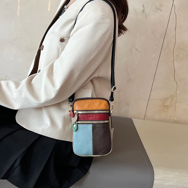 Leather Messenger Crossbody Bag for Women