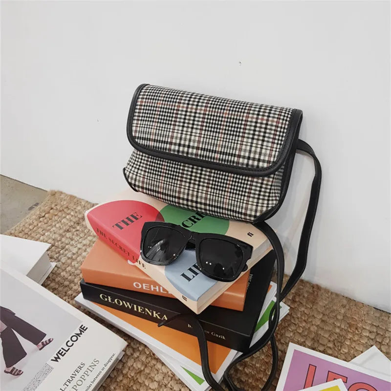Houndstooth Women Crossbody Handbag Famous Brand Shoulder Bag