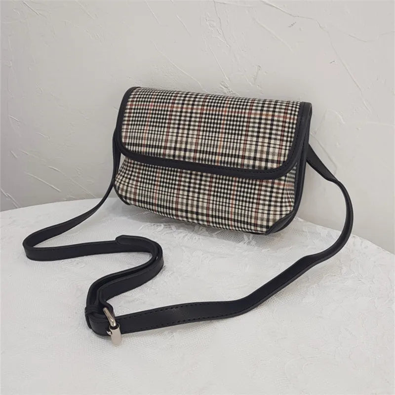 Houndstooth Women Crossbody Handbag Famous Brand Shoulder Bag