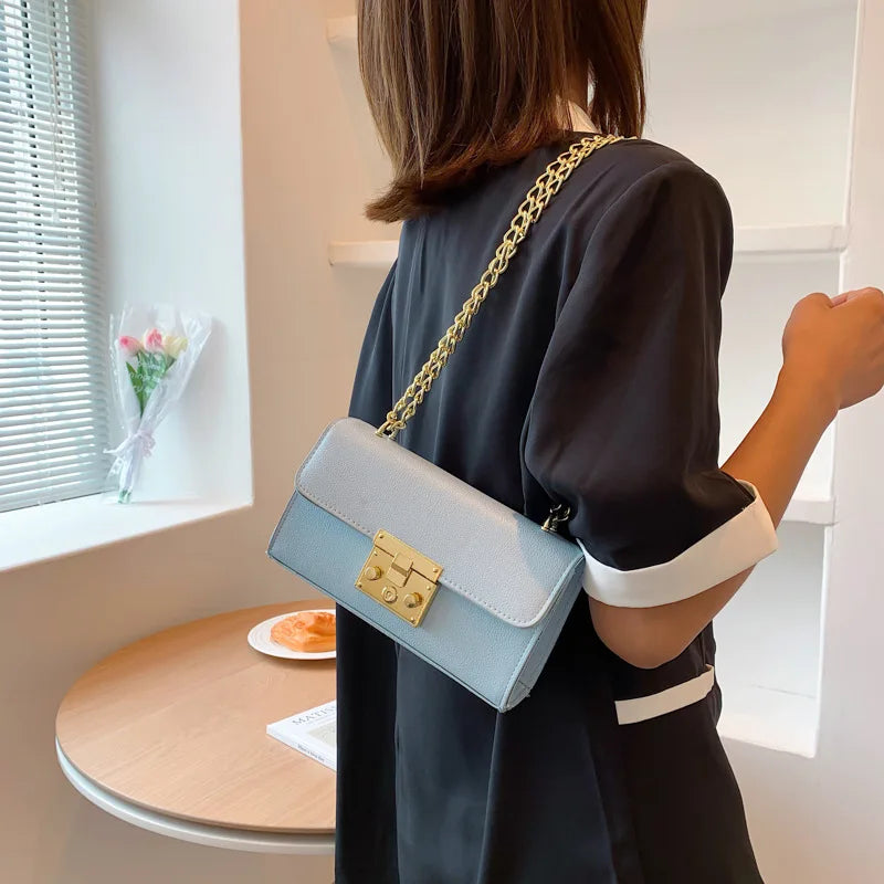 Retro Lock Shoulder Messenger Small Square Bag Clutch Purse Hand Bag