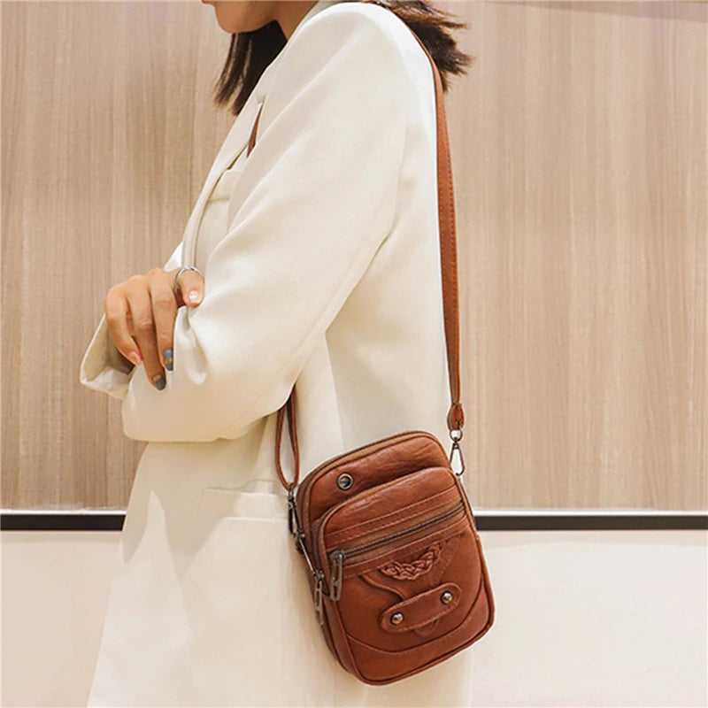 Women Bag High Casual Shoulder Bags Vintage Crossbody Bag Multi-layer Soft