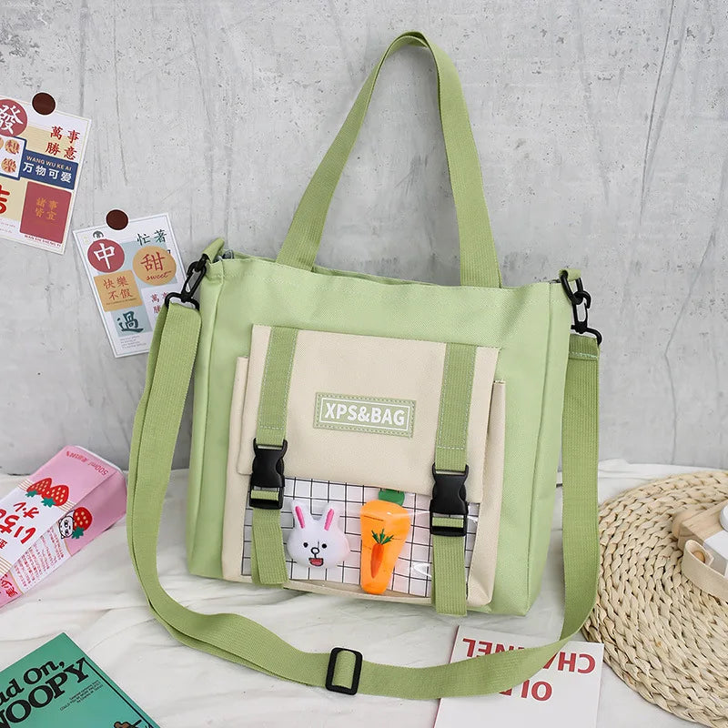 Canvas Shoulder Bag Korean Japanese Crossbody Satchel