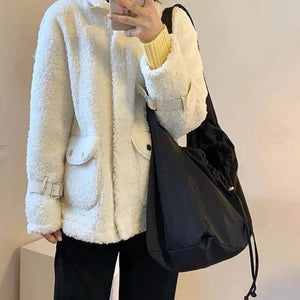 Canvas Bucket Shoulder Bag Zipper Tote Bag