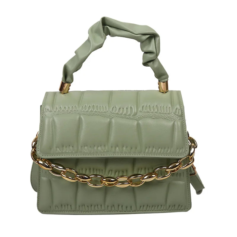 Women Chain Crossbody Bag PU Leather Messenger Clutch Bag