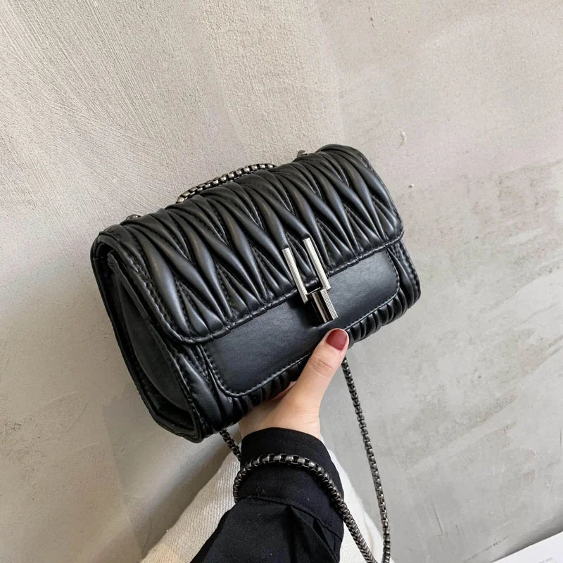 Women Crossbody Bag Chain Messenger PU Leather Small Bag