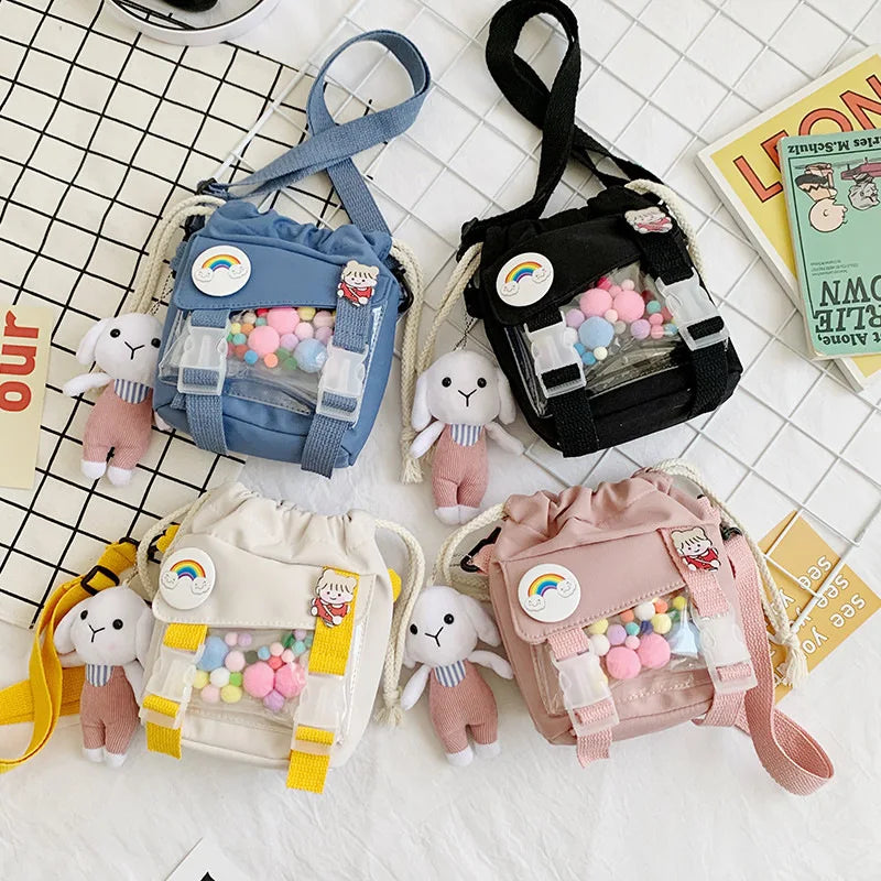 Nylon Cloth Bucket Bag Girls Shoulder Messenger Crossbody Mobile Phone Bag