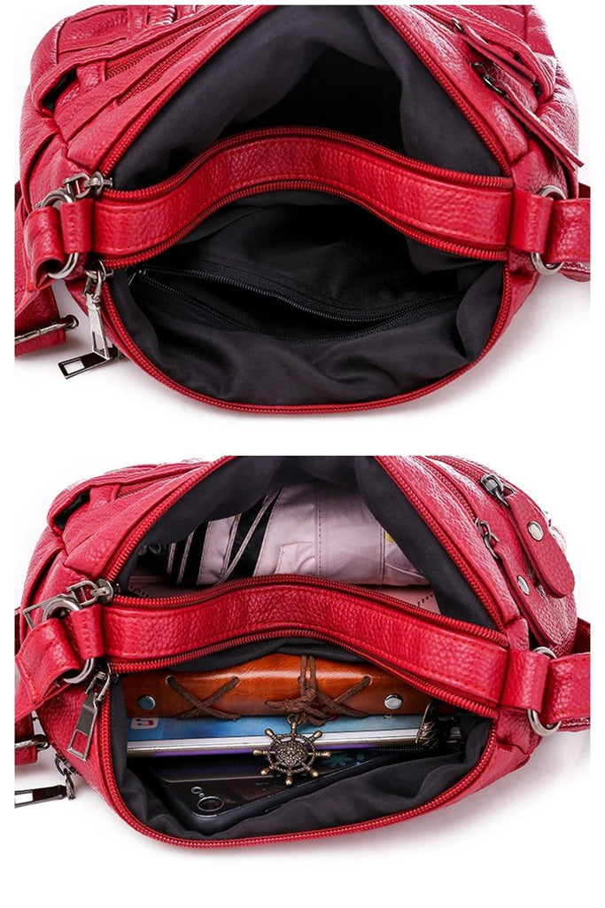 Women Bag Soft PU Leather Shoulder Bag Multi-layer Crossbody Handbag