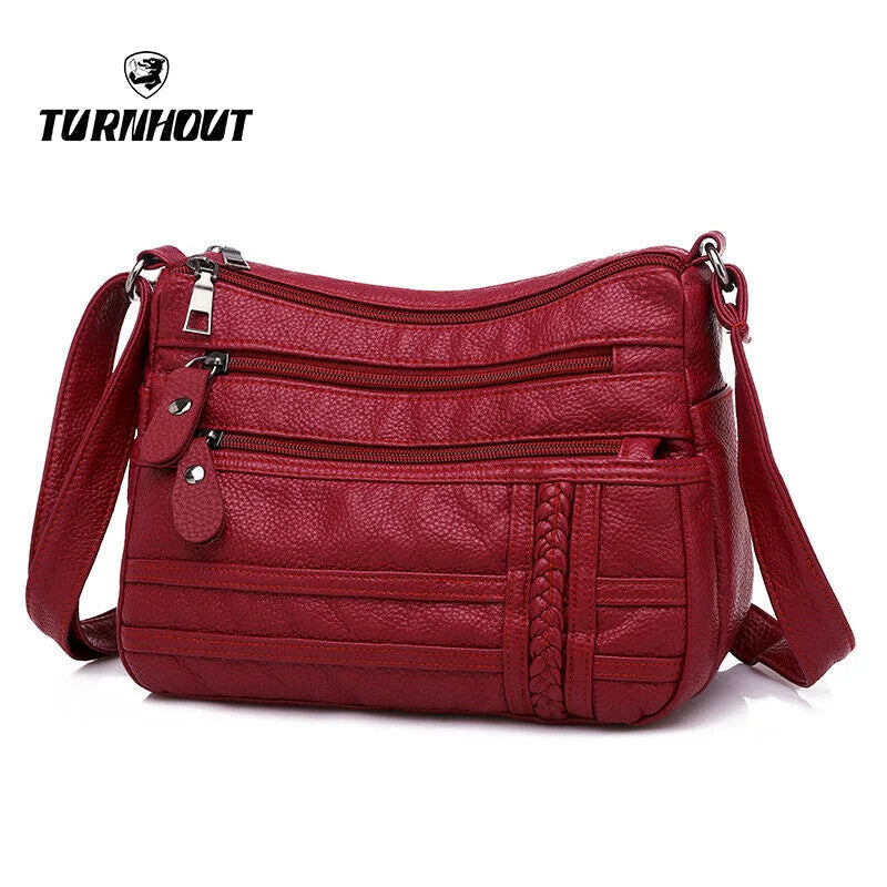 Women Bag Soft PU Leather Shoulder Bag Multi-layer Crossbody Handbag