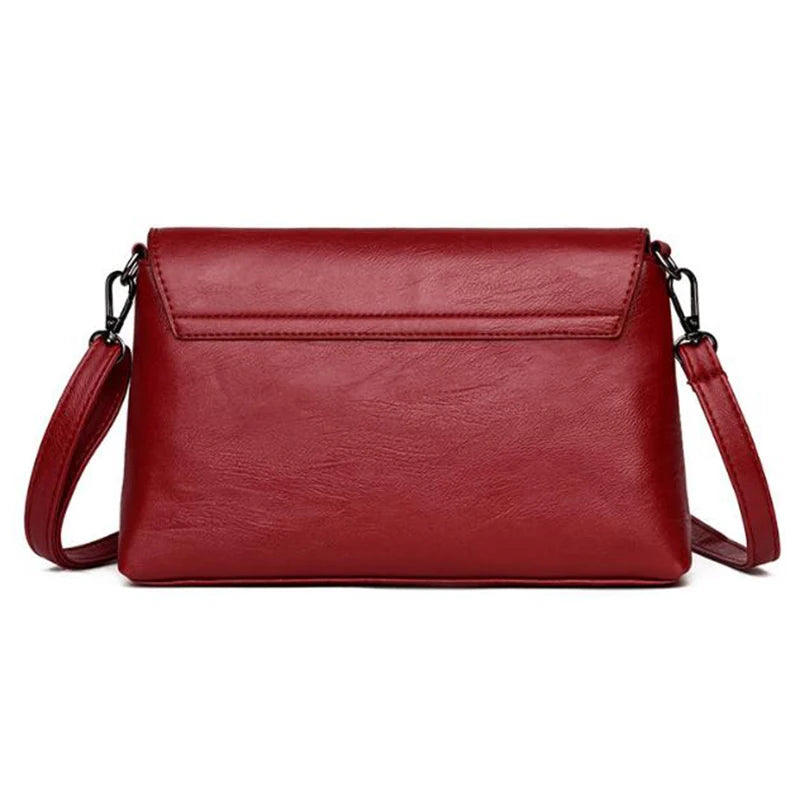 Women Crossbody Bag PU Leather Black&Red
