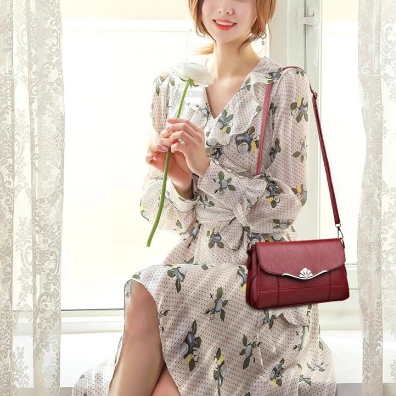 Women Crossbody Bag PU Leather Black&Red