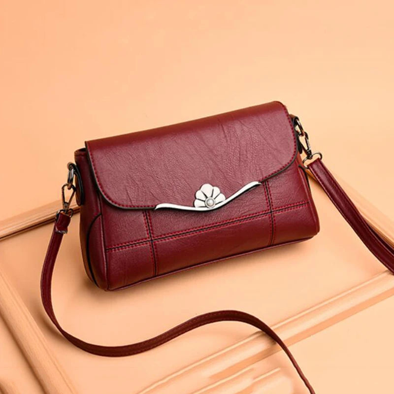 Women Crossbody Bag PU Leather Black&Red