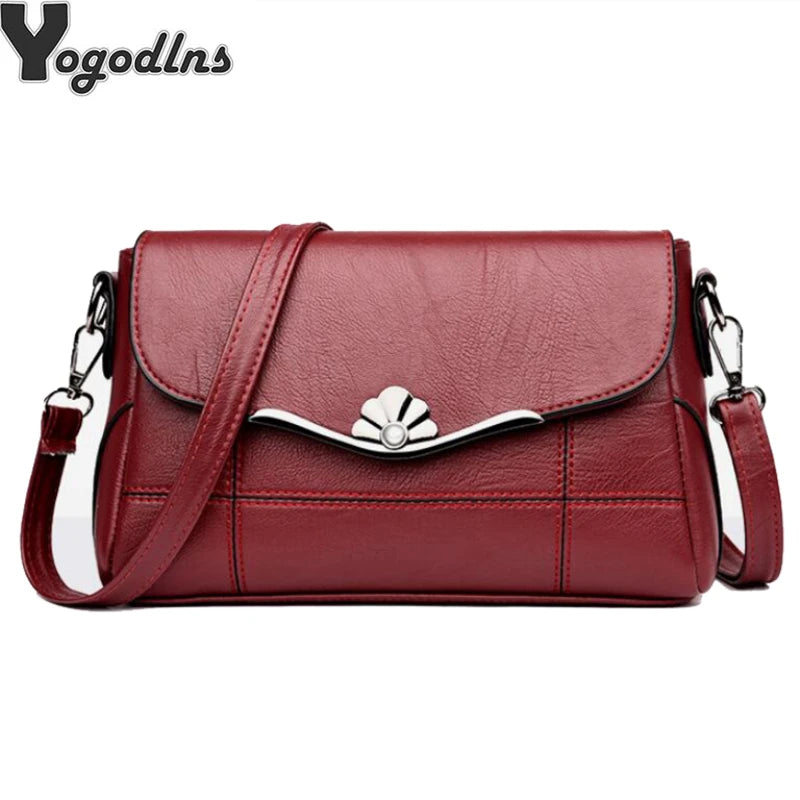 Women Crossbody Bag PU Leather Black&Red