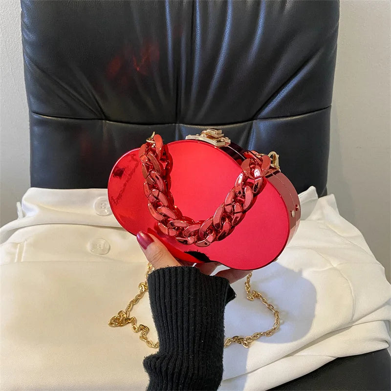 Women Silver Shoulder Bag Chain Messenger Handbag Purse Ladies Dinner Bag