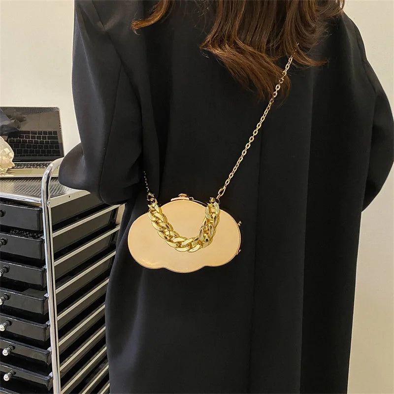 Women Silver Shoulder Bag Chain Messenger Handbag Purse Ladies Dinner Bag