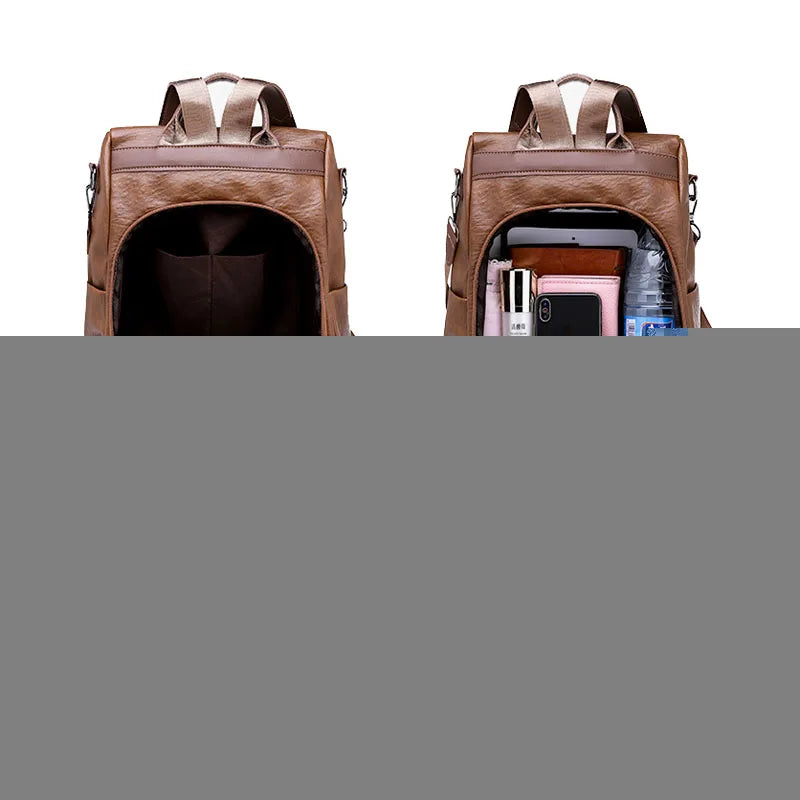 Multifunction Women Backpack School Bag Leather Sac A Dos