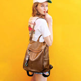 Multifunction Women Backpack School Bag Leather Sac A Dos